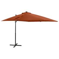 VidaXL Zweefparasol met paal en led-verlichting 250 cm terracottakleur - thumbnail