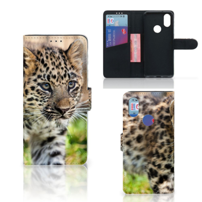 Xiaomi Mi A2 Telefoonhoesje met Pasjes Baby Luipaard Xiaomi Mi A2 Telefoonhoesje met Pasjes Baby Luipaard