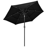 Parasol 3-laags met aluminium paal 2,5 m zwart - thumbnail