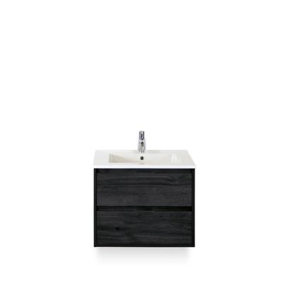 Porto Badmeubelset 70 cm - Black Oak - Keramische Wastafel Wit Slim