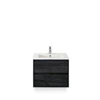 Porto Badmeubelset 70 cm - Black Oak - Keramische Wastafel Wit Slim - thumbnail