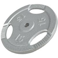 Halterschijf 15 kg Gripper Gietijzer Zilver - 30/31 mm - thumbnail