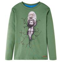 Kindershirt met lange mouwen gorillaprint 92 lichtkakikleurig - thumbnail