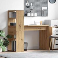 Bureau artisanaal eikenkleurig 113 x 54 x 120 cm Bewerkt hout - thumbnail