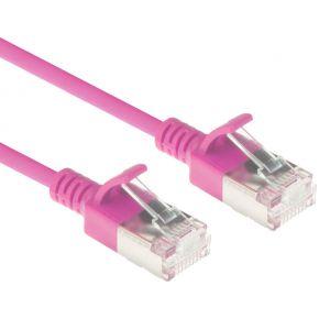 ACT DC7430 LSZH U/FTP CAT6A Datacenter Slimline Patchkabel Snagless | RJ45 Connectoren | Roze | 15 cm