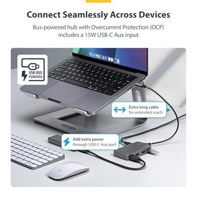 USB-HUB Startech 5G4AC-USB-C-HUB Grijs
