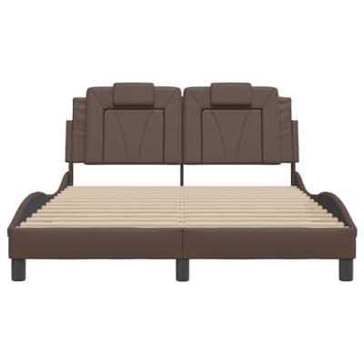 Bedframe met LED-verlichting kunstleer bruin 140x200 cm