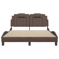 Bedframe met LED-verlichting kunstleer bruin 140x200 cm - thumbnail