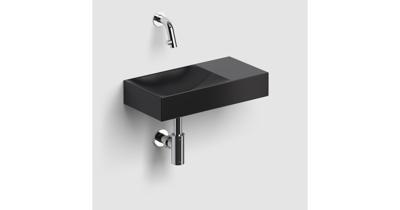 Clou Vale fonteinen keramiek fontein 38x19x7cm zonder kraangat rechts Zwart mat CL/03.30161.R