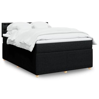 Boxspring met matras stof zwart 140x190 cm