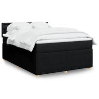 Boxspring met matras stof zwart 140x190 cm - thumbnail