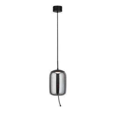 Searchlight Hanglamp GlasLisbon zwart met smoke cilinderglas - 75132-1SM