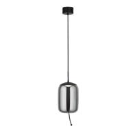 Searchlight Hanglamp GlasLisbon zwart met smoke cilinderglas - 75132-1SM - thumbnail