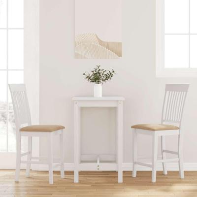 Barkrukken met kussens 2 stuks wit massief hout rubber