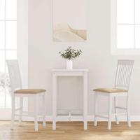 Barkrukken met kussens 2 stuks wit massief hout rubber - thumbnail