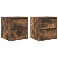 Nachtkastjes 2 st wandgemonteerd 38x34x40 cm gerookt eikenkleur - thumbnail