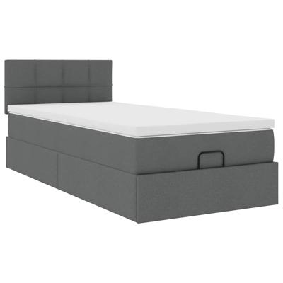 Ottoman bed met matrassen en LED's 200x200cm stof donkergrijs