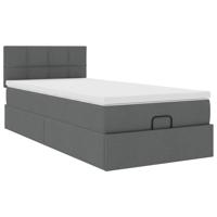 Ottoman bed met matras en LED's 90x190cm stof donkergrijs - thumbnail