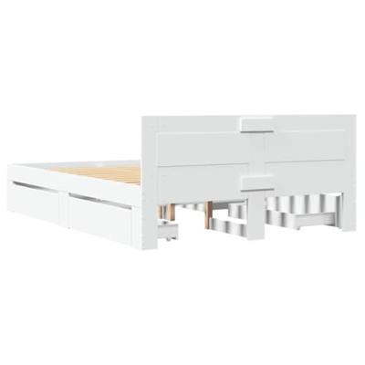 Bedframe met hoofdeinde bewerkt hout wit 120x190 cm