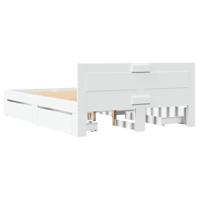 Bedframe met hoofdeinde bewerkt hout wit 120x190 cm - thumbnail
