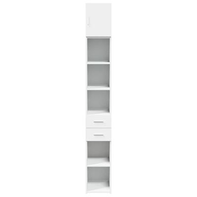 Opbergkast smal 30x42,5x225 cm bewerkt hout wit - thumbnail