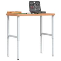 VidaXL Werkbank rechthoekig 100x60x(73-99,5) cm massief beukenhout - thumbnail