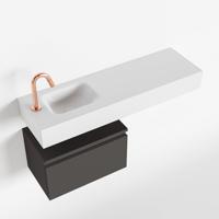 MONDIAZ ANDOR 50cm toiletmeubel dark grey. LEX 100cm wastafel talc links 1 kraangat - thumbnail