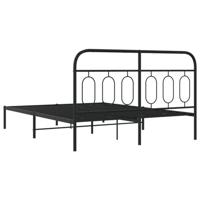 Bedframe met hoofdbord metaal zwart 135x190 cm - thumbnail