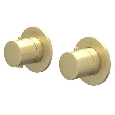 Afbouwdeel IVY Bond Inbouwthermostaat Symmetry 2-Weg Stop-Omstel Met Rond Rozet Geborsteld Mat Goud PVD
