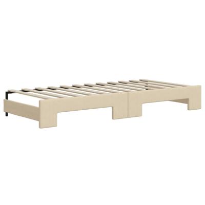 Slaapbank met onderschuifbed en lades 80x200 cm stof crèmekleur