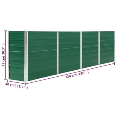 VidaXL Plantenbak verhoogd 320x40x77 cm gegalvaniseerd staal groen VidaXL Plantenbak verhoogd 320x40x77 cm gegalvaniseerd staal groen