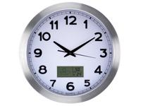 Aluminium wandklok met lcd- en thermometer, hygrometer & weersvoorspelling dia. 35 cm Velleman - Velleman - thumbnail