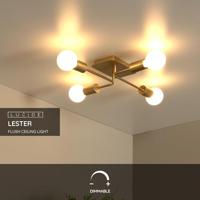 Lucide LESTER - Plafonnière - 4xE27 - Mat Goud / Messing - thumbnail