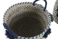 Mandenset DKD Home Decor 46 x 44 x 34 cm Pompons Polypropyleen Zeegras - thumbnail