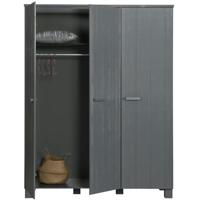 WOOOD Kledingkast 'Dennis' 3-deurs, kleur Staalgrijs - thumbnail