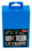 Set van 2 x Mono D oplaadbare batterijen, met USB-C aansluiting - Lithium Ion - 4000mAh - thumbnail