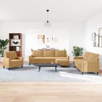 4-delige Loungeset met kussens fluweel bruin - thumbnail