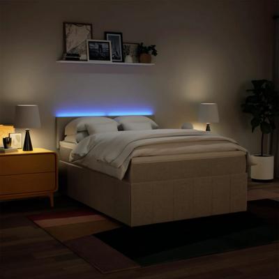 Boxspring met matras stof crèmekleurig 140x200 cm