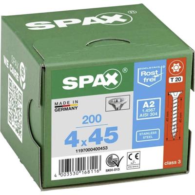 SPAX 1197000400453 R 88091 Senkkopf T-STAR Houtschroef 4 mm 45 mm T-STAR plus RVS A2 200 stuk(s)