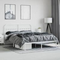 Bedframe met hoofdbord metaal wit 160x200 cm - thumbnail