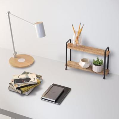 Metaltex York Lava Kruidenrek 2 Etages 8x34x23 cm Acacia Hout/Zwart Metaal