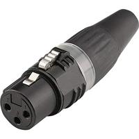 Hicon HI-X3CF-BLK XLR-connector Stekker, recht Aantal polen: 3 Zwart 1 stuk(s) - thumbnail