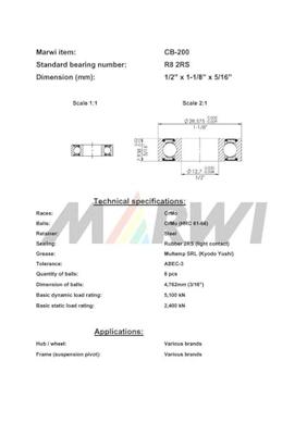 Marwi Union kogellager cb-200 r8 2rs 1/2x1-1/8x 5/16