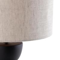 QAZQA Design tafellamp zwart 16 cm stoffen kap lichtgrijs 35 cm - - thumbnail