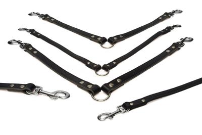 Lederen koppellijn voor 2 honden zwart - 30 cm x 12 mm Lederen koppellijn voor 2 honden zwart - 30 cm x 12 mm