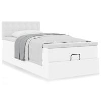 Ottoman bed met matrassen 200x200cm kunstleer wit - thumbnail