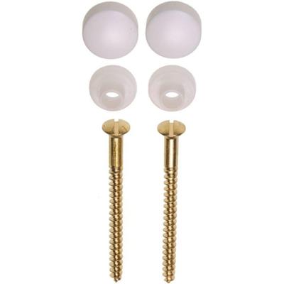 Toilet-bevesting m. 2 messing schroeven en 2 afdekkap wit