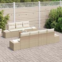 Tuinbankenset met opslag 8 pcs Beige en Crème poly rattan - thumbnail