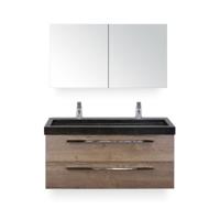 Seville Badmeubelset 120 cm - 2 laden Tabacco - Wastafel Lucca Enkel - met Spiegel - Variant 2 - thumbnail