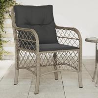 Tuinstoelen 2 st met kussens poly rattan lichtgrijs - thumbnail